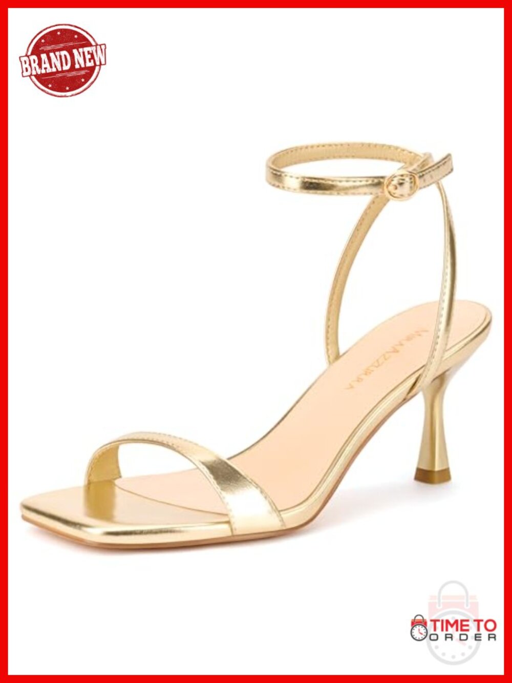Strappy Kitten Heel Sandals Faux Leather Adjustable Ankle Strap